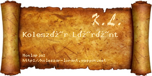 Koleszár Lóránt névjegykártya